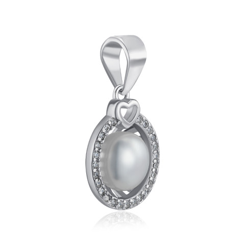 Срібна підвіска з перлиною та фіанітами 1PE57045-P/12/2649