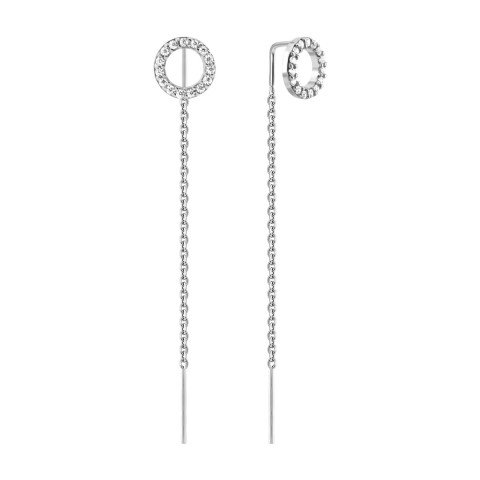 Срібні сережки-протяжки з фіанітами (20672)