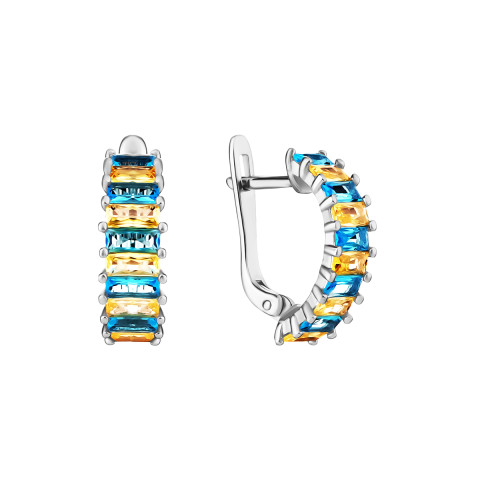 Срібні сережки з фіанітами (20713cv)