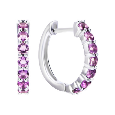 Срібні сережки-конго з аметистом (2524/1р-AMET)