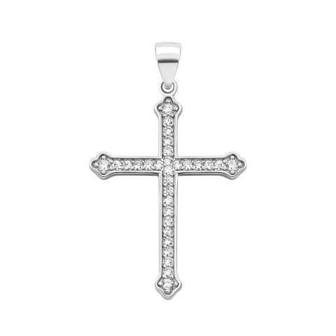 Срібний хрестик з фіанітами (2P17944)