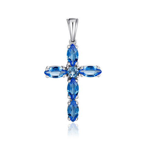 Срібна підвіска Хрестик з кварцом Tanzanite 3660р-QTANZ