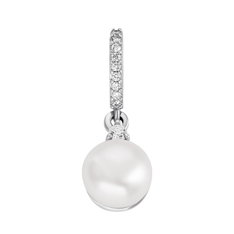 Срібна підвіска з перлою та фіанітами (3695р-PWT)