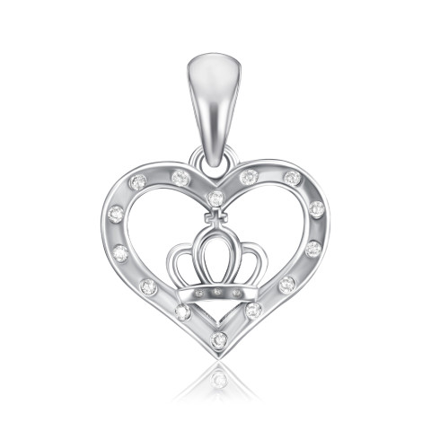 Срібна підвіска Серце з фіанітами 5P19434-P/12/1