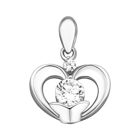Срібна підвіска Серце з фіанітами (7PE40046)