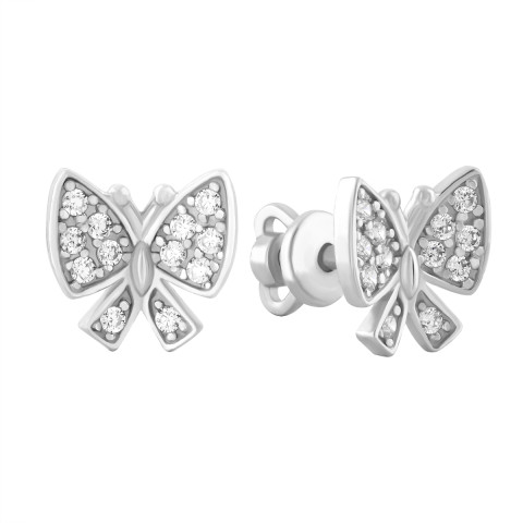 Срібні пусети Метелики з фіанітами (929019б)