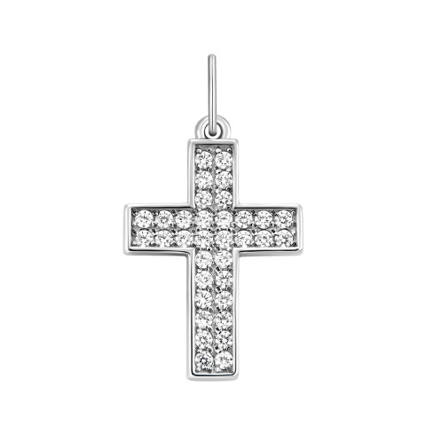 Срібний хрестик з фіанітами (939008б)
