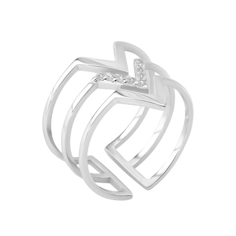 Срібна каблучка з фіанітами (ЛК-0356р)