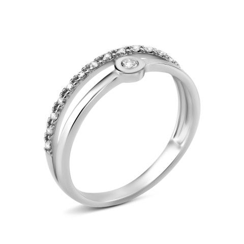 Срібна каблучка з фіанітами (ЛК-0365р)