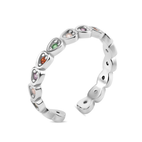 Срібна каблучка з фіанітами (ЛК-0412р(зчф))