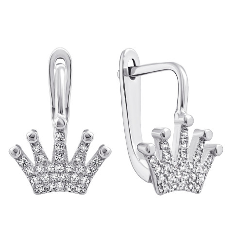 Срібні сережки Корона з фіанітами (СК2Ф/1069)