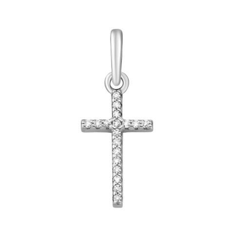Срібний хрестик з фіанітами (89011б)