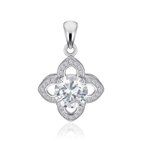 Срібна підвіска Конюшина з фіанітами SZDP01833-P/12/1