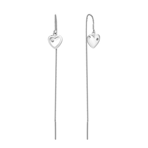 Срібні сережки-протяжки з фіанітами (EA60391)
