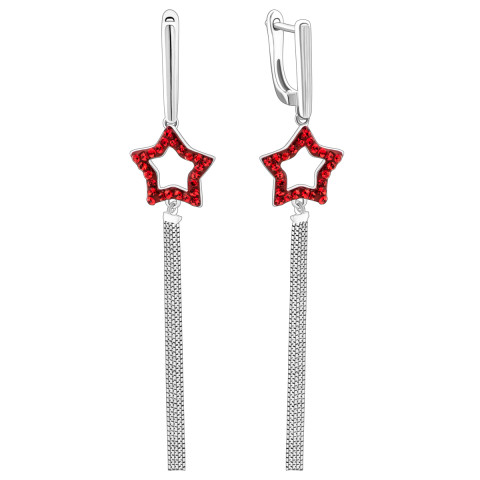 Срібні сережки-підвіски Зірочки з фіанітами (AE01307)