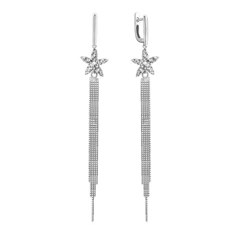 Срібні сережки-підвіски з фіанітами (AE01449)