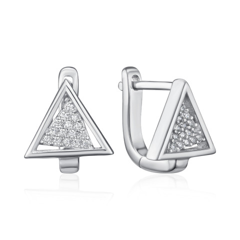 Срібні сережки з фіанітами B00022-1-E/12/1