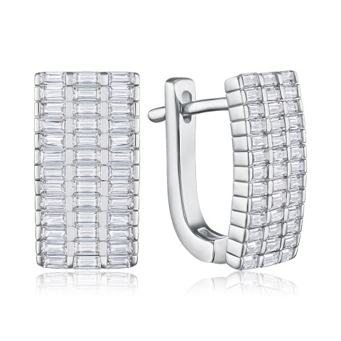 Срібні сережки з фіанітами B00024-E/12/1