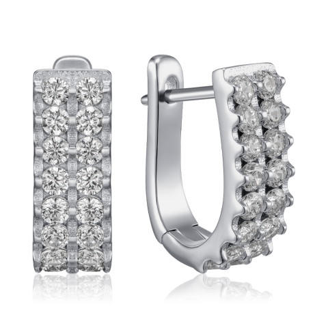 Срібні сережки з фіанітами B00066-E/12/1