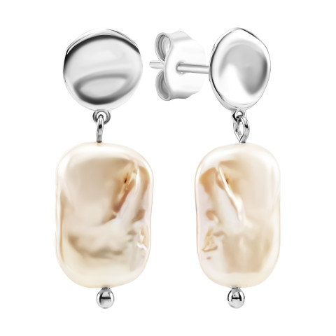 Срібні сережки-підвіски з перламутром ( B00290)