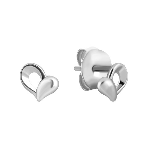 Срібні сережки-пусети Серце (B00551)