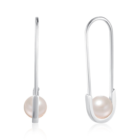 Срібні сережки з перлиною B01047-E/12/4570