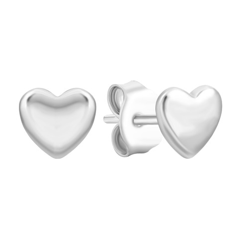 Срібні сережки-пусети Серце (B01419)