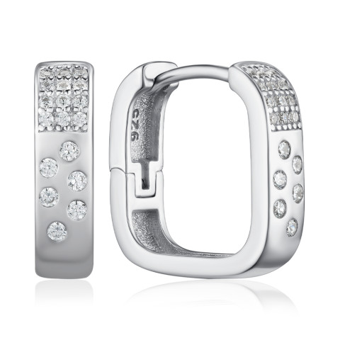 Срібні сережки-конго з фіанітами B02543-E/12/1