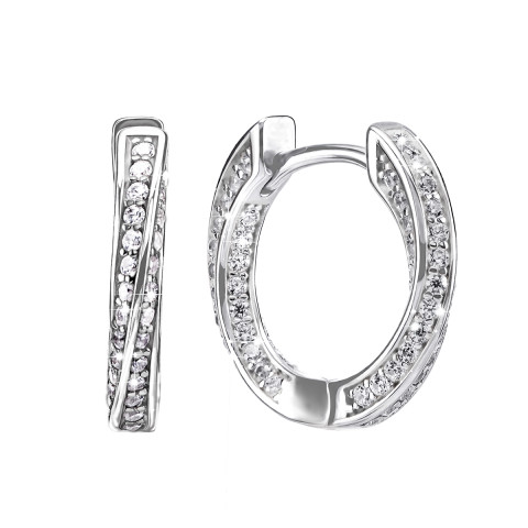 Срібні сережки-конго з фіанітами (B02913)