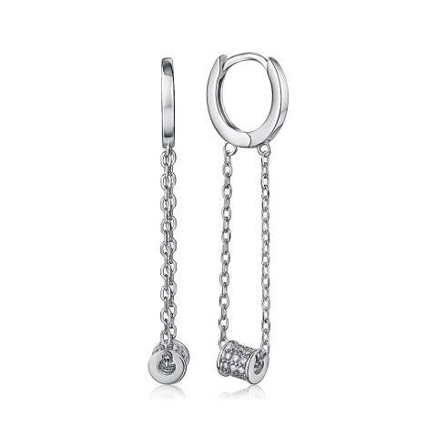 Срібні сережки-конго з фіанітами B04884-E/12/1