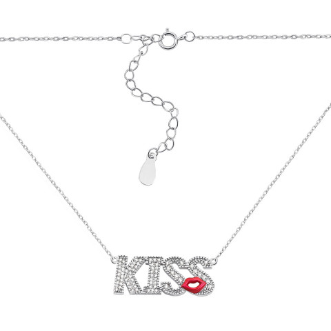 Безрозмірне срібне кольє Kiss з фіанітами (Кл2Ф/813)
