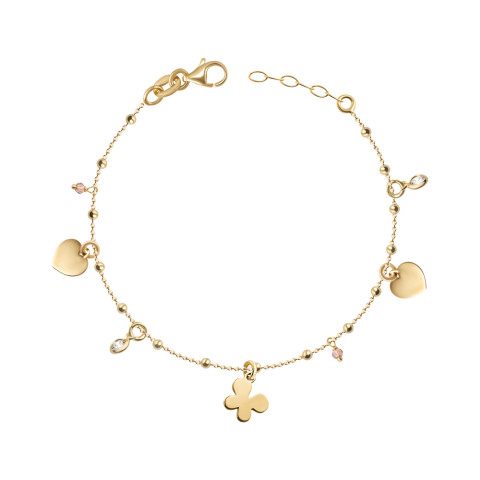 Срібний браслет з позолотою та фіанітами  BRT_10964-B/20/1699