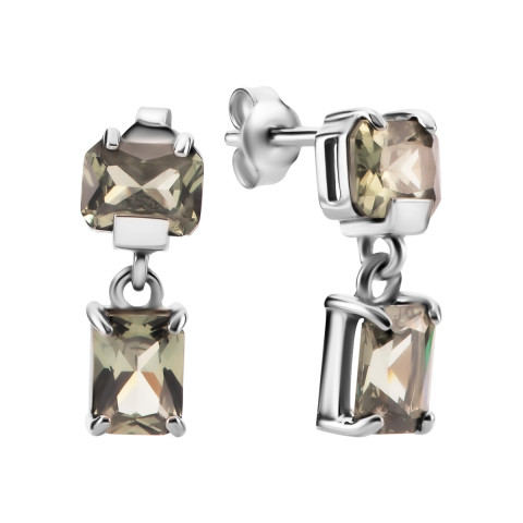 Срібні сережки-підвіски з турмаліном (с1386Rh)