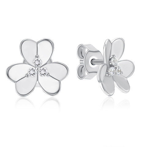 Срібні сережки-пусети Квітка з фіанітами (ME13542C-E/12/1)