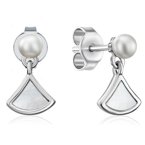Срібні сережки з перлиною та перламутром (HJES-862-S-E/12/4708)