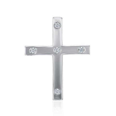 Срібна підвіска Хрестик з фіанітами (OP02629C-P/12/1)