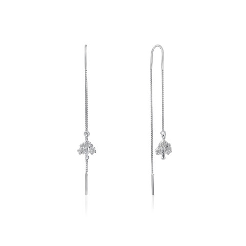 Срібні сережки-протяжки з фіанітами (SE00392-E/12/1)