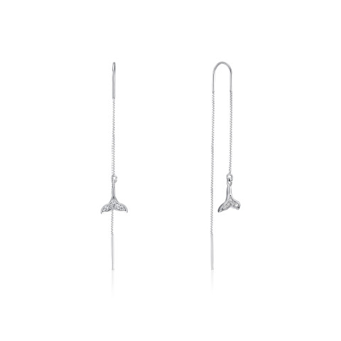 Срібні сережки-протяжки з фіанітами (SE00485-E/12/1)