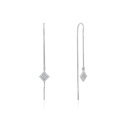 Срібні сережки-підвіски з фіанітами (SE00279-E/12/1)