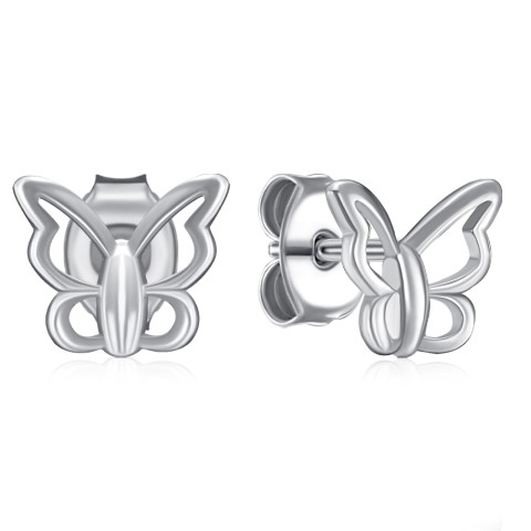 Срібні сережки-пусети Метелик (SE00699-E/12)