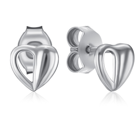 Срібні сережки-пусети Серце (SE01560-E/12)