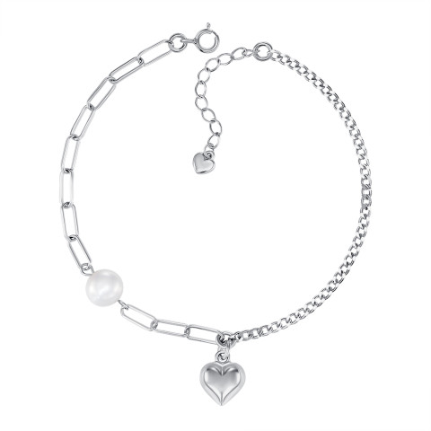 Срібний браслет Серце з перлиною (SL00243-B/12/4453)