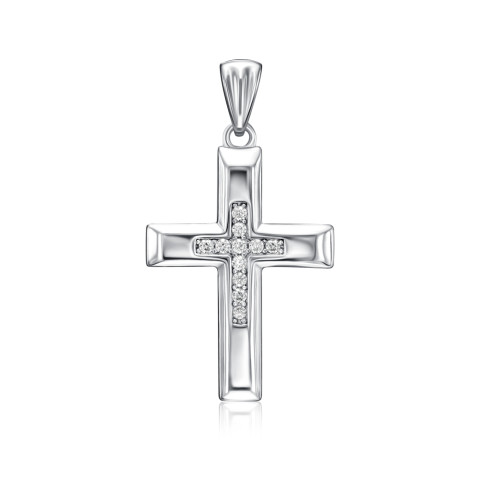 Срібний хрестик з фіанітами DSZ003-P/12/1