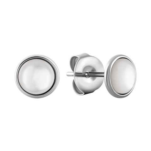 Срібні сережки-пусети з перламутром (E002618)