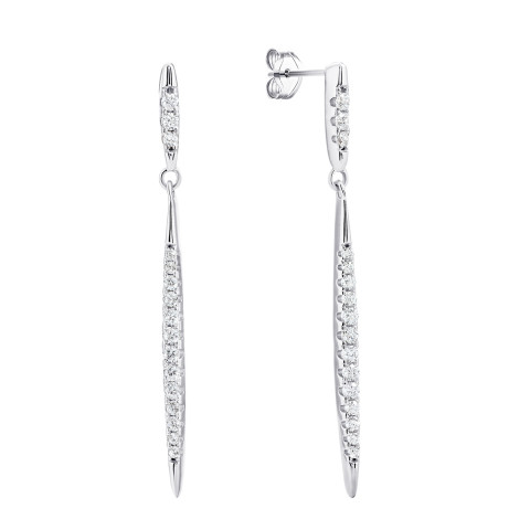 Срібні сережки-підвіски з фіанітами (E00315)