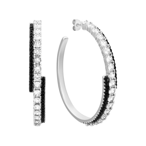 Срібні сережки з фіанітами (E30373-BW)