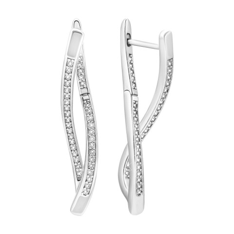 Срібні сережки з фіанітами (E39138)