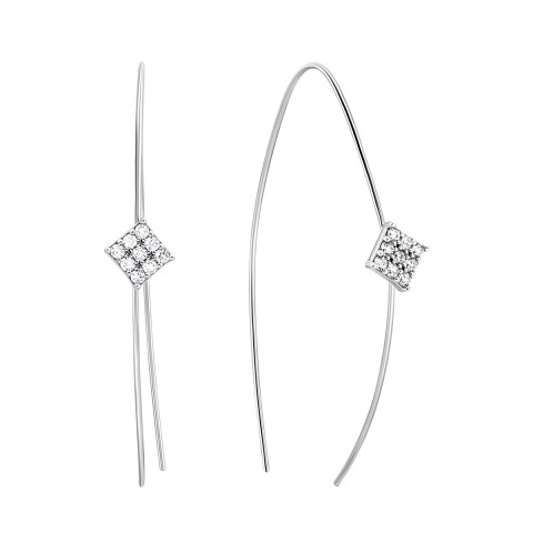 Срібні сережки-протяжки з фіанітами (EA59150)