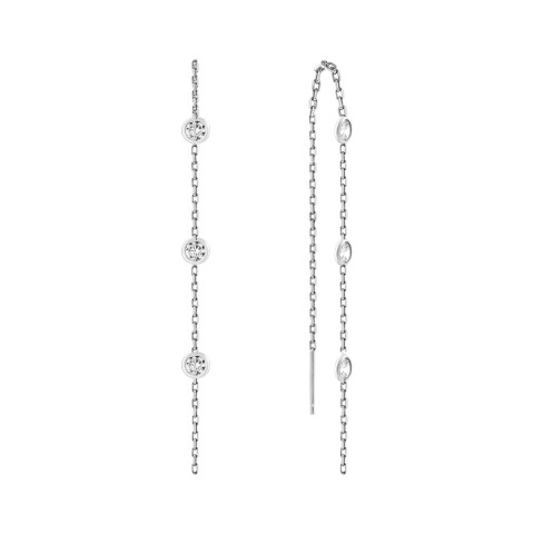 Срібні сережки-протяжки з фіанітами (EA59422)