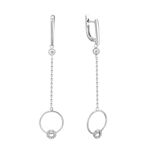 Срібні сережки-підвіски з фіанітами (EA60617)